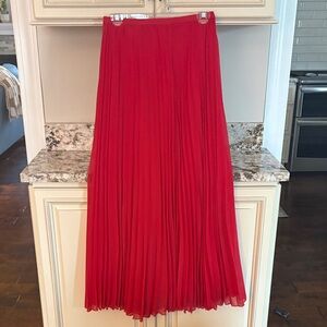 Elegant Red Pleated Skirt